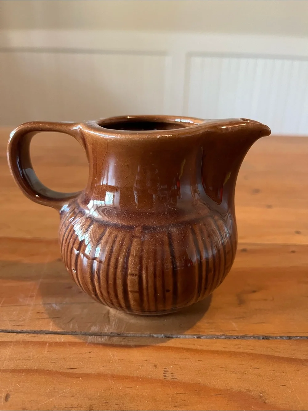 Vintage Brown Ceramic Pitcher Vase